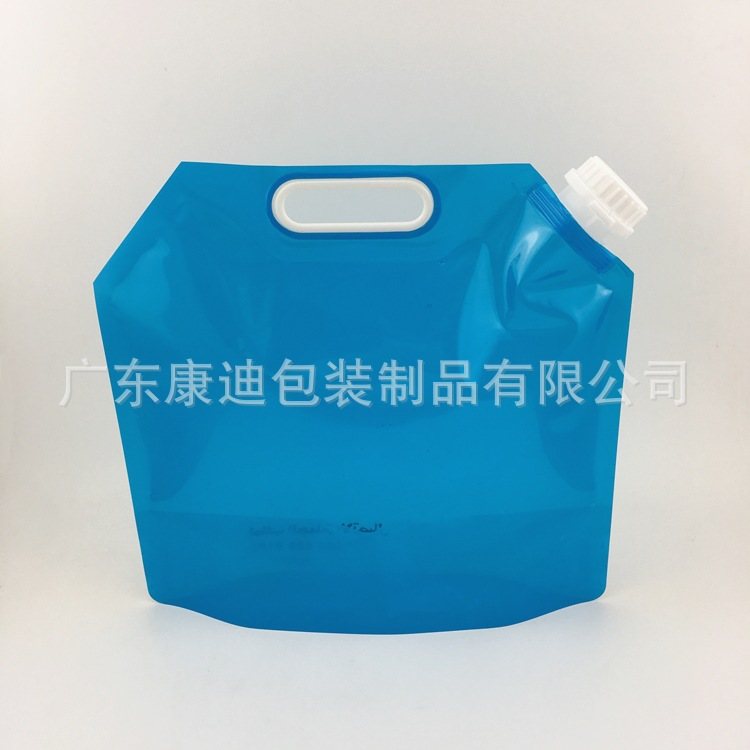 Custom Dual-Spout Stand-Up Liquid Pouch with Handle | 5 L / 10 L Large-Capacity Top & Bottom Outlet Bag | Nylon-PE Transparent Laminate