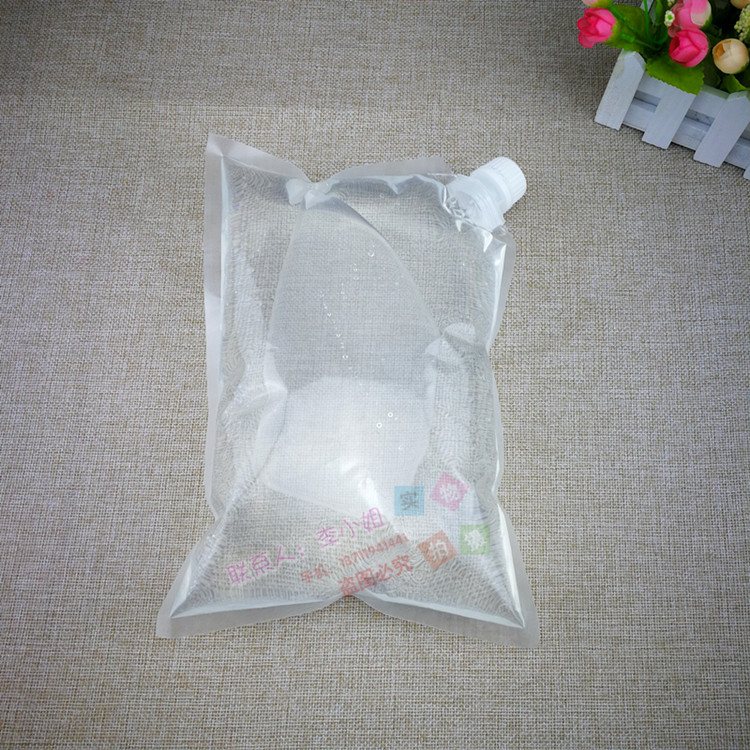 Custom Dual-Spout Stand-Up Liquid Pouch with Handle | 5 L / 10 L Large-Capacity Top & Bottom Outlet Bag | Nylon-PE Transparent Laminate