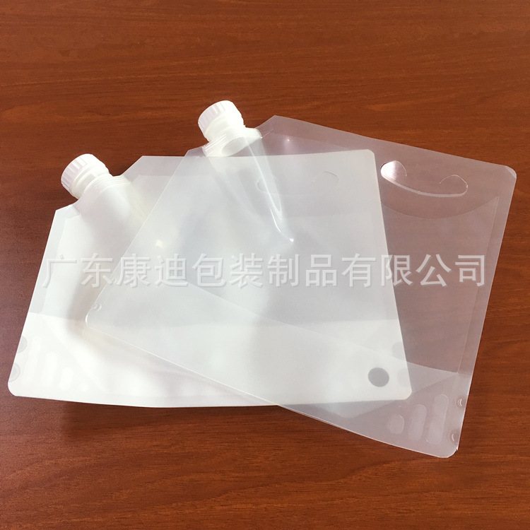Custom Dual-Spout Stand-Up Liquid Pouch with Handle | 5 L / 10 L Large-Capacity Top & Bottom Outlet Bag | Nylon-PE Transparent Laminate