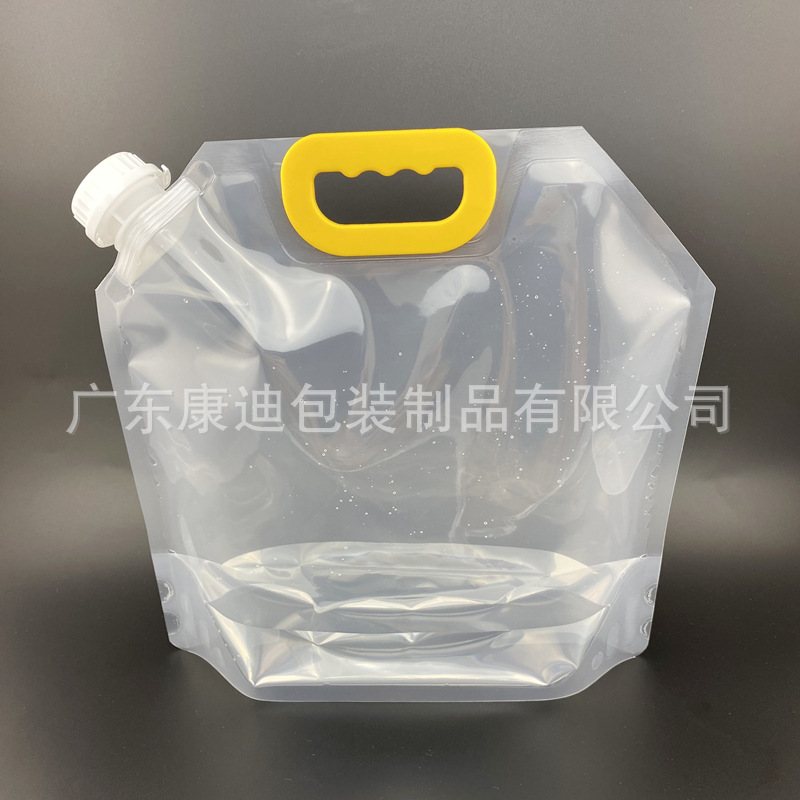 Custom 5L Liquid Pouch with Spout & Handle | 1–10 L Nylon Laminate Transparent Stand-Up Bags for Beer, Soy Milk & Juice