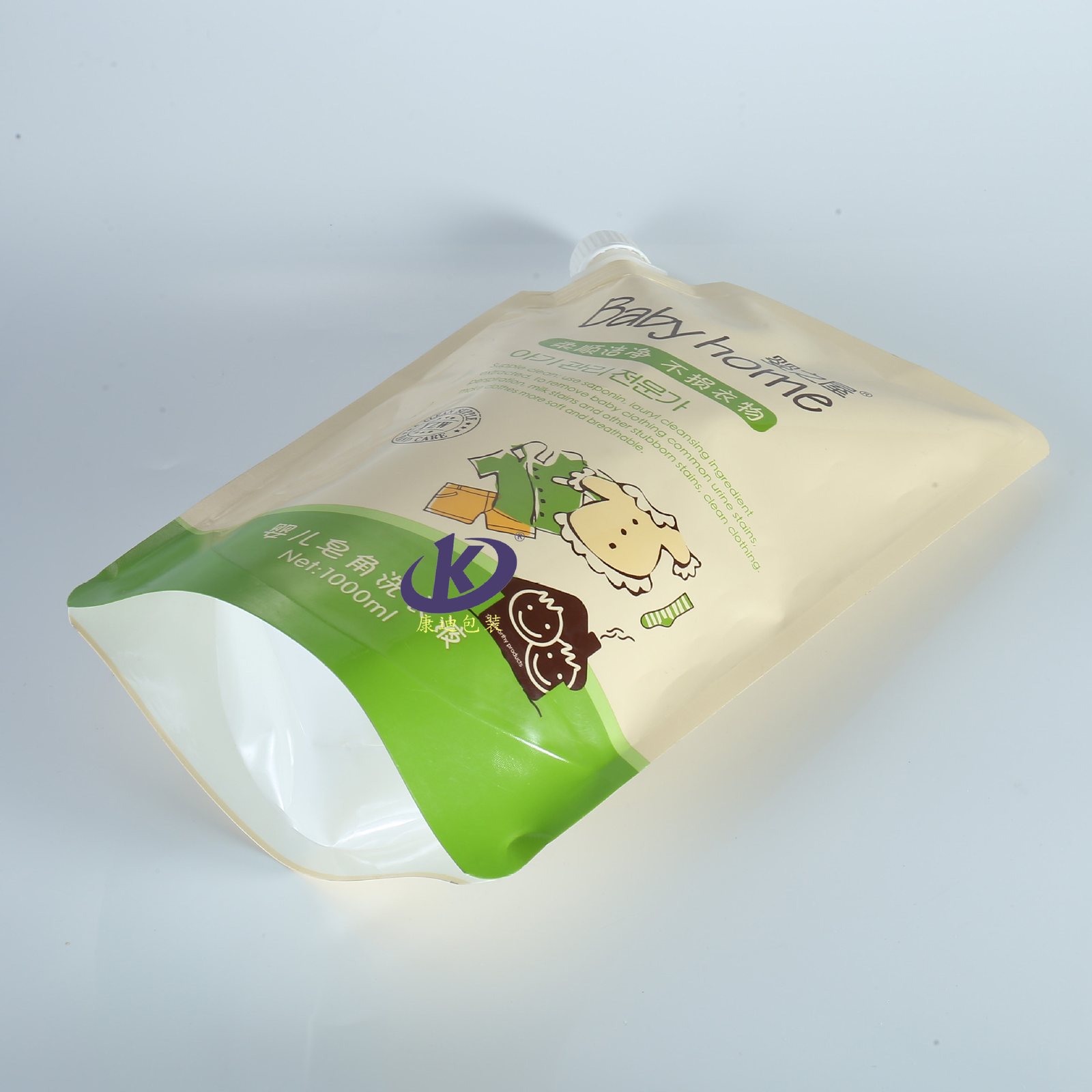 Custom Liquid Soap Packaging: 1000ml Large-Capacity Spouted Pouch with Food-Grade PET/PE for Shampoo & Hand Soap Refills