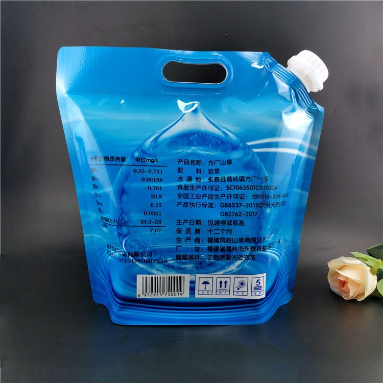 Custom 5L Bagged Water Spout Pouch — Aluminum Foil & Metallized Stand-Up Liquid Packaging with Handle