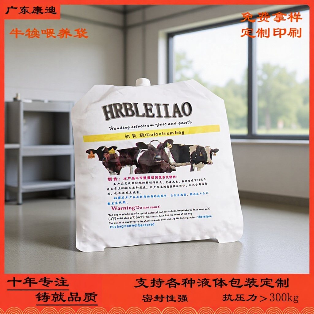 4L Freezer-Ready Spout Pouch for Calf Colostrum — Custom Aluminium Laminate Liquid Packaging with Food-Grade PE, 100ml to 5L