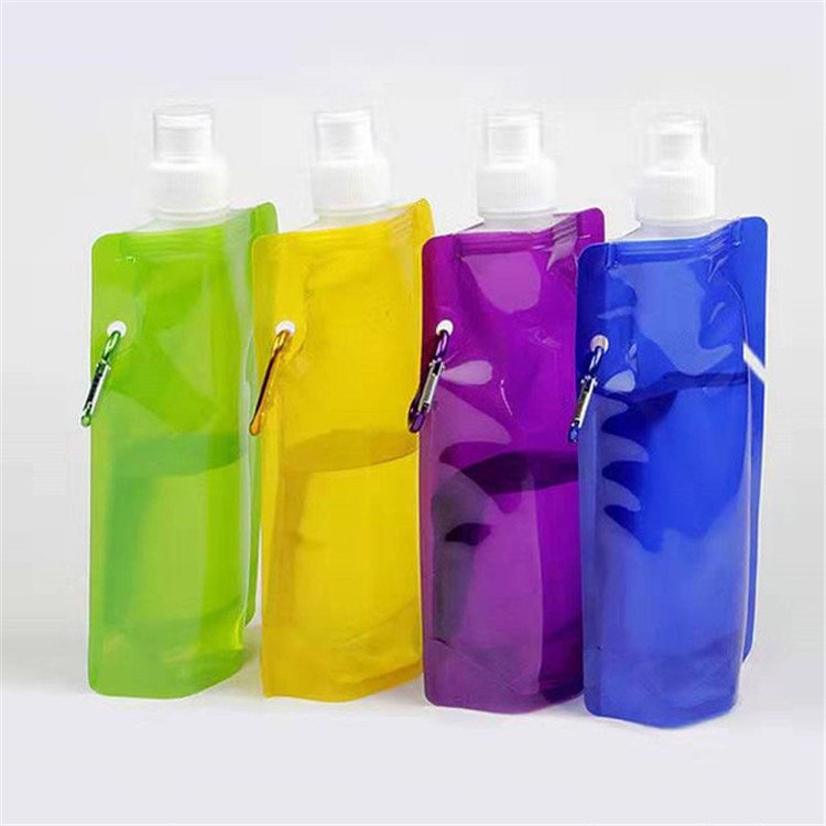 Custom Foldable Water Bag Packaging: 480ml PE Laminated Shaped Stand-Up Spouted Pouch with Handle Clip
