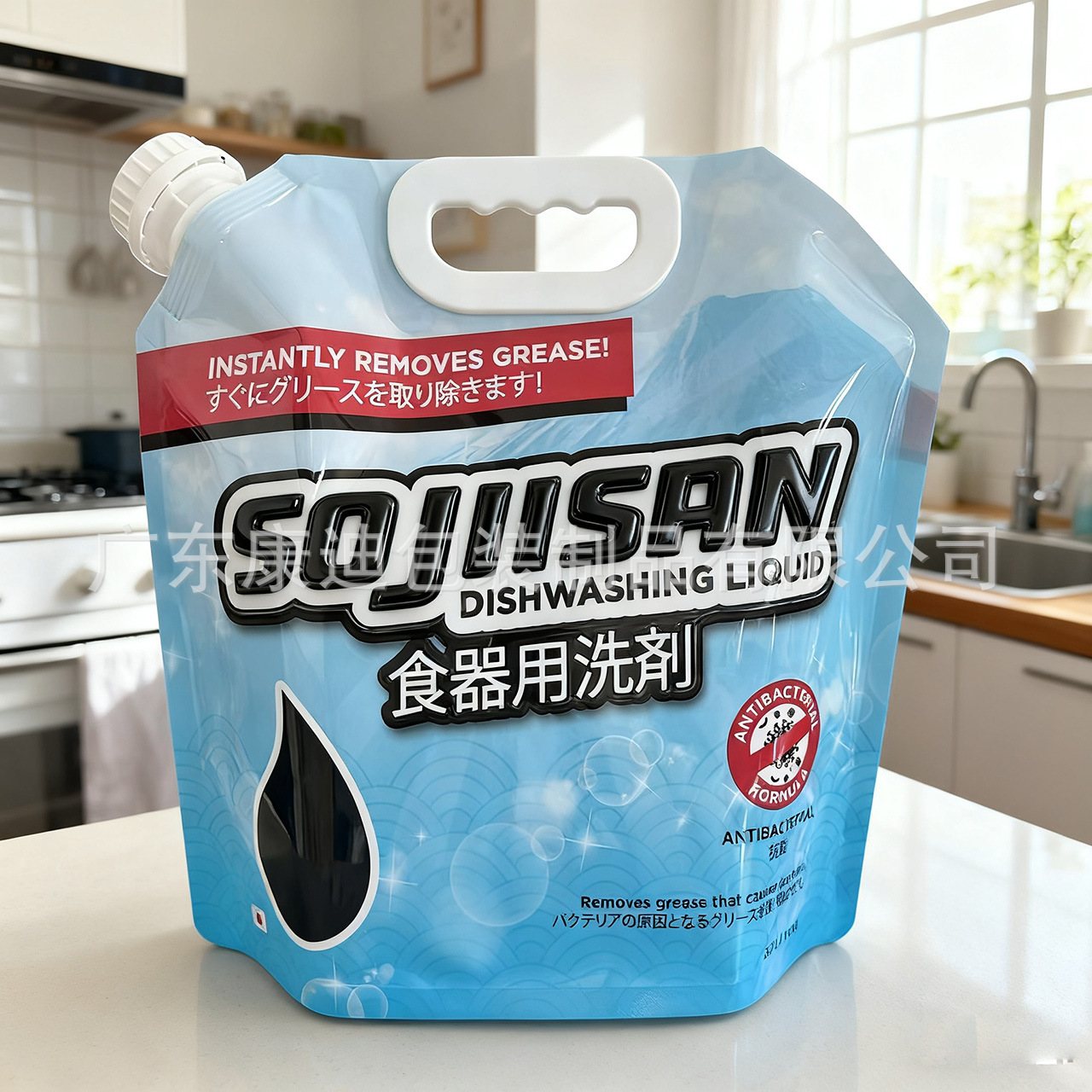 Custom Printed Liquid Packaging: 475ml Weakly Alkaline Water Stand-up Spouted Pouch, 100ml-5L, PET/AL/PE Laminate, 1-8 Colour Gravure