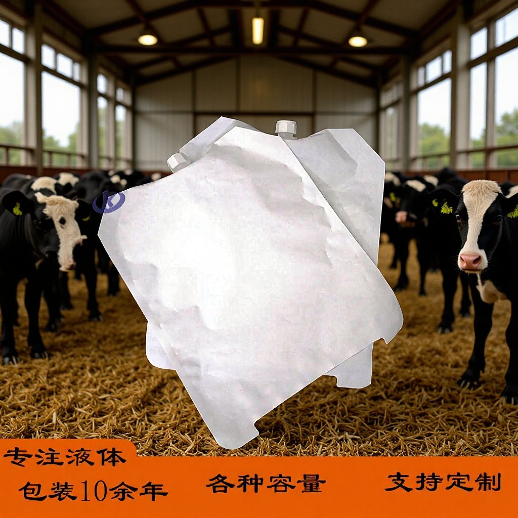 100 ml–5 L Multilayer Laminate Colostrum Pouch for Calf Feeding, with 1.2 m Clip-On Silicone Tube and Spout/Flow-Guide Port