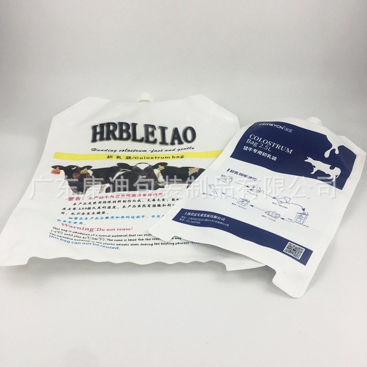 Dairy Farm Packaging: 1L-5L, 4L Large-Capacity Food-Grade Aluminium Foil Spout Pouch for Calf Colostrum, Farm Milk Frozen Storage