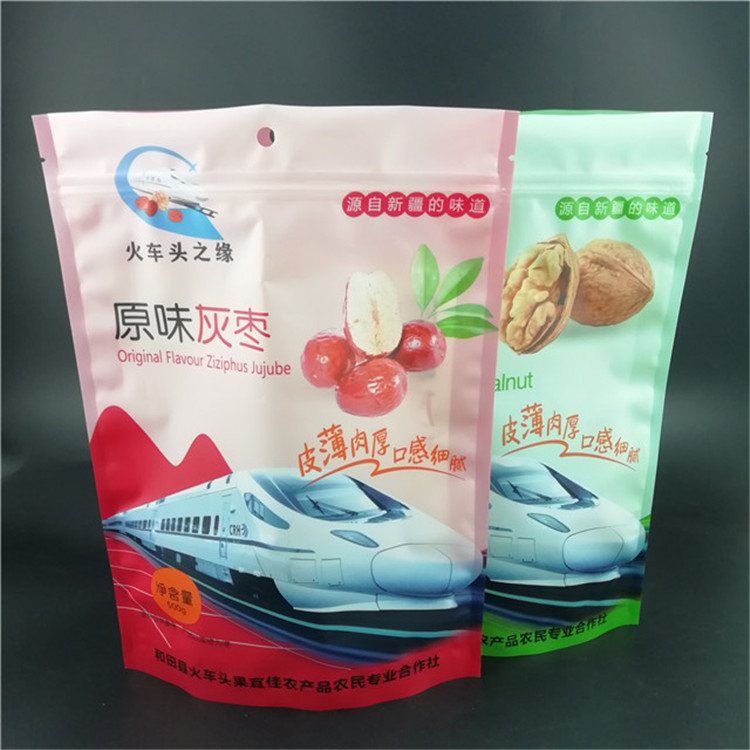 Food-Grade Laminated Self-Seal Zipper Pouches for Dried Fruit & Nuts — 100g–2kg, Sample-Based 1–8 Colour Gravure Printing