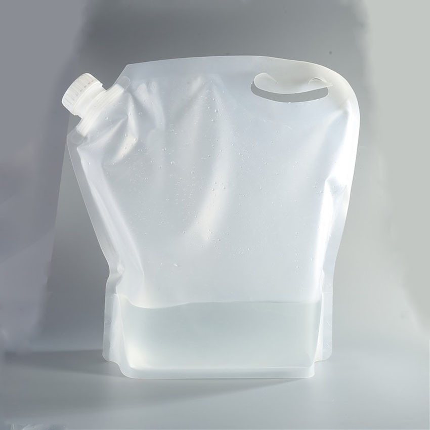 2L Dual-Gusset Double Stand-Up Pouch for Juices, Concentrates, Oils & Sanitisers — Foil/Metallised High-Barrier Laminate, Carry Handle, Butterfly Valve