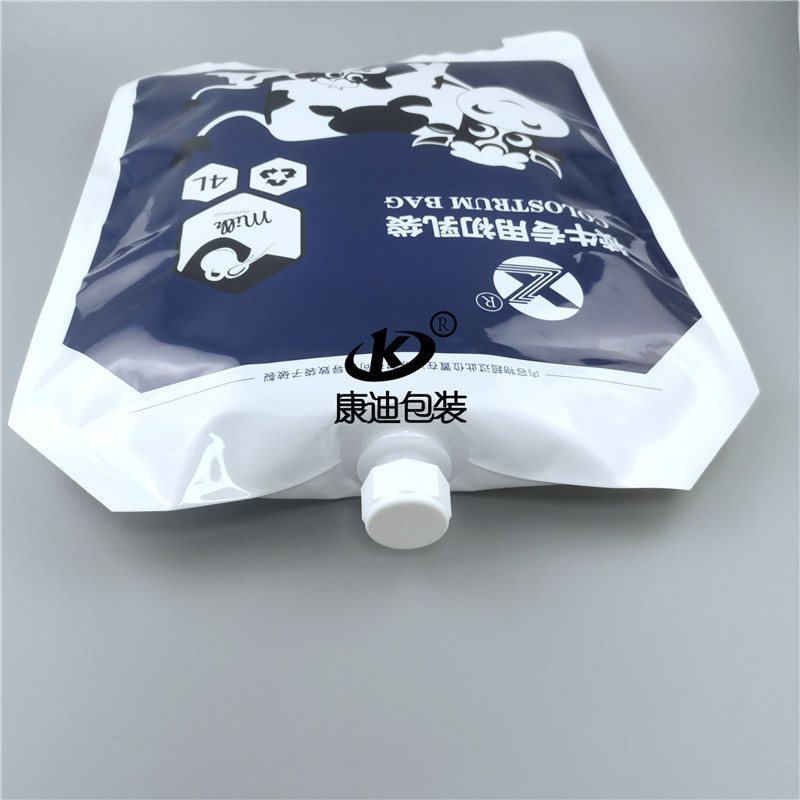 Dairy Farm Packaging: 4L Four-Layer PET+AL+PA+PE Light-Blocking Foil Calf Colostrum Pouch with Integrated Spout and Feeding Tube