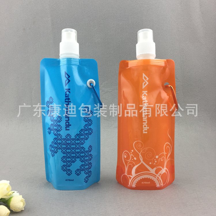 Double Stand-Up Handled Spout Pouch for Laundry Detergent — Blue, Wide Screw Spout, Custom Capacity, Clear/Metallised/Foil Laminate