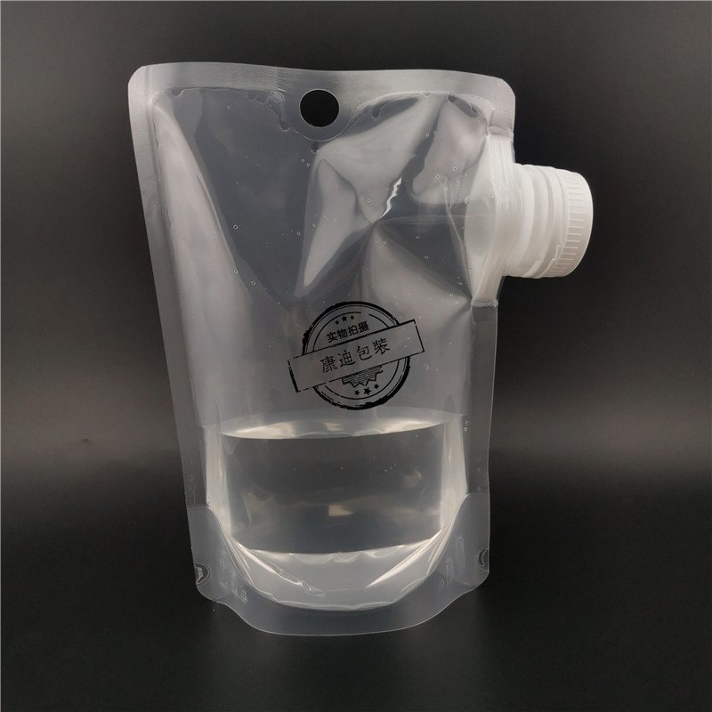 Clear Laminated Stand-Up Juice Pouch with Screw Spout — Made-to-Order Sizes for Mid-Volume Fruit Tea
