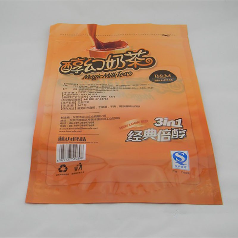 Dongguan Kangdi Packaging PET/VMPET/PE Metallised T-Shirt Zipper Pouch — Light-Blocking Resealable Bag for Ambient Liquid and Semi-Liquid Filling